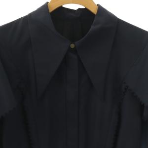 CELFORD ラッフルスリーブプリーツワンピース 36 ネイビー /ES OS