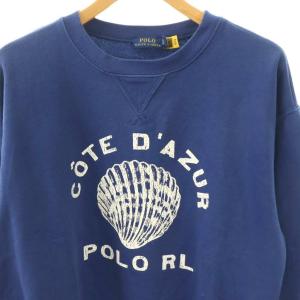 POLO RALPH LAUREN 裏起毛 ロゴ スウェット トレーナー プルオーバー M ブルー ホワイト /CX OS