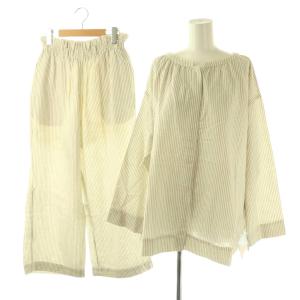 25AW ガーゼストライプシャツ 長袖 ロングパンツ セットアップ F アイボリー /HK OS