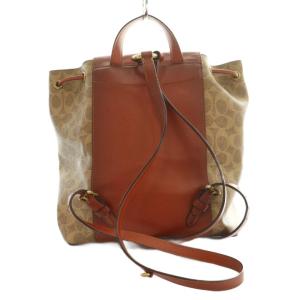 COACH イーヴィー バックパック シグネチャー キャンバス リュックサック デイパック ベージュ 茶 ブラウン