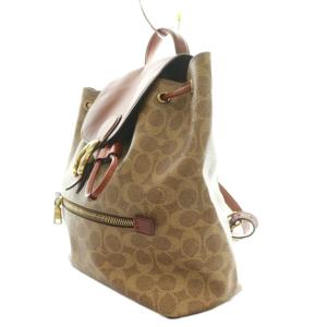 COACH イーヴィー バックパック シグネチャー キャンバス リュックサック デイパック ベージュ 茶 ブラウン