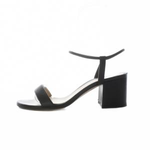 Gianvito Rossi サンダル 37 23.5cm 24cm 黒 ブラック オープントゥ ブロックヒール /RI OS