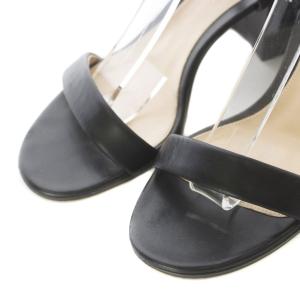 Gianvito Rossi サンダル 37 23.5cm 24cm 黒 ブラック オープントゥ ブロックヒール /RI OS
