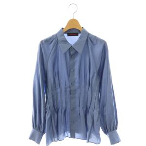 24AW コットンサテンモールスキン タックブラウス 長袖 F ブルー /HK OS