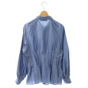 CABaN 24AW コットンサテンモールスキン タックブラウス 長袖 F ブルー /HK OS