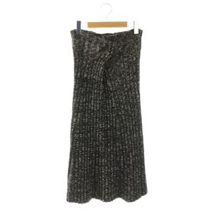 24AW アルパカミックススラブ フレアミディスカート ニット ロング F ブラック /HK OS
