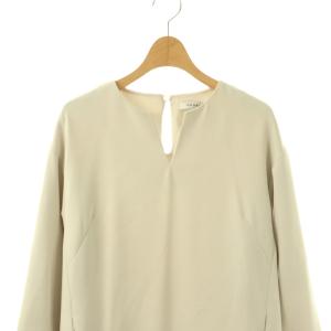 ADORE 25SS ドライミドルジョーゼットワンピース ロング 長袖 38 ライトベージュ /DO OS