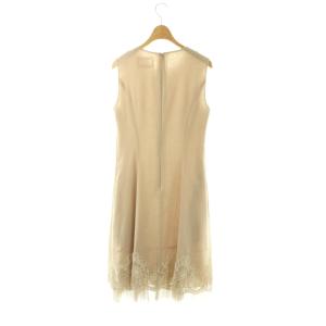 FOXEY BOUTIQUE レースワンピース ノースリーブ チュール 38 ベージュ /CX OS