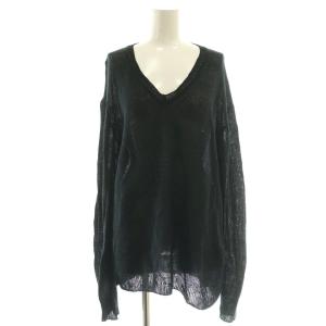 25SS Fascinating KNIT ニット プルオーバー Vネック ブラック /DF OS