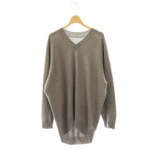 25AW カシミヤ Vネックプルオーバー ニット セーター 長袖 F グレー /HK OS
