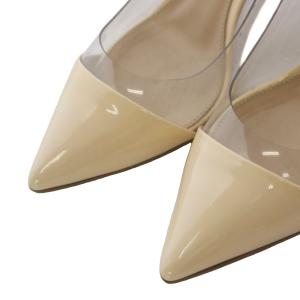 Gianvito Rossi パンプス 35 22.5cm ベージュ クリア素材 ポインテッドトゥ エナメル加工 /RI OS
