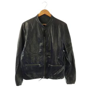 レザー ジップアップ ジャケット 50 ネイビー