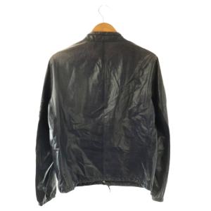 PRADA レザー ジップアップ ジャケット 50 ネイビー
