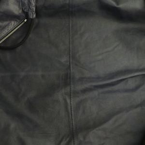 PRADA レザー ジップアップ ジャケット 50 ネイビー