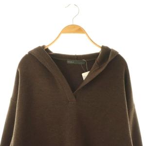 NOBLE 25AW 接結タック編みフードプルオーバー ニット カットソー パーカー ブラウン /DO OS