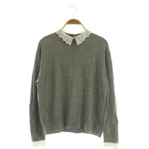 24AW 洗える エンブロイダリーニット セーター 長袖 レース 40 グレー /MY OS