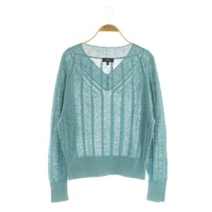 SAG HARBOR TEXTURED PULLOVER Vネックニット セーター 長袖 リネン混 S