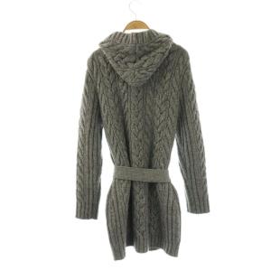BURBERRY LONDON ニットフードコート ケーブル アルパカ混 1 グレー /DO OS