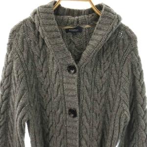 BURBERRY LONDON ニットフードコート ケーブル アルパカ混 1 グレー /DO OS