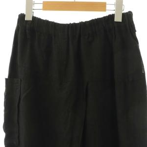 plantation リネン パンツ ワイド M ブラック /HK OS