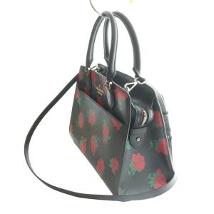 kate spade new york マディソン ローズ トス プリント ミディアム サッチェル 2WAY ハンド ショルダー レザー 黒 ブラック