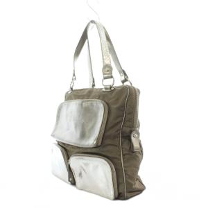 TOD'S ハンドバッグ トートバッグ 茶色 ブラウン シルバー色 外ポケット複数 /RI OS