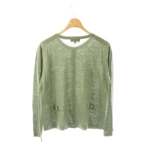 agnes b. PARIS プレッション リネン カーディガン 3 L モスグリーン /SY OS