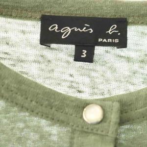 agnes b. PARIS プレッション リネン カーディガン 3 L モスグリーン /SY OS