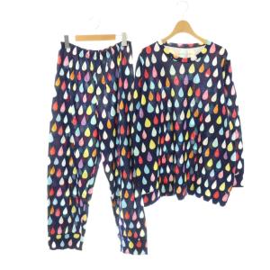tsumori chisato SLEEP 雨しずく コットン パジャマ セットアップ 上下 3L マルチカラー 紺 ネイビー /SY OS