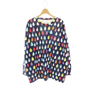 tsumori chisato SLEEP 雨しずく コットン パジャマ セットアップ 上下 3L マルチカラー 紺 ネイビー /SY OS