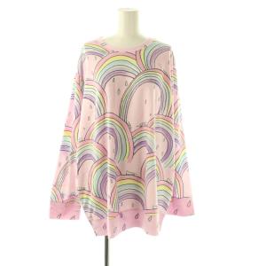 tsumori chisato SLEEP 虹 猫 パイル地 パジャマ セットアップ パンツ 長袖 3L ピンク マルチカラー /CX OS