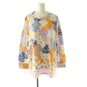 tsumori chisato SLEEP ネコ顔パッチワーク パジャマ セットアップ パンツ 長袖 LL オレンジ マルチカラー /CX OS