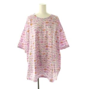 tsumori chisato SLEEP ネコ顔 パジャマ セットアップ ハーフスリーブ クロップドパンツ 3L ピンク マルチカラー /CX OS