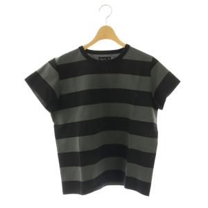 ボーダー 半袖 Tシャツ カットソー コットン 3 黒 グレー /CX OS
