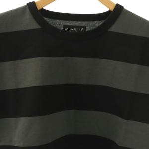 agnes b. ボーダー 半袖 Tシャツ カットソー コットン 3 黒 グレー /CX OS