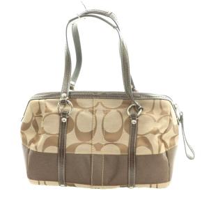 COACH キャンバス シグネチャー ハンドバッグ ベージュ F13551 /SS OS