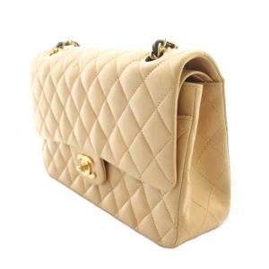 CHANEL マトラッセWフラップチェーンショルダーバッグ ココマーク 9番台 ベージュ