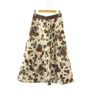24AW フラワージャガード スカート フレア ラメ 36 ベージュ マルチカラー /CX OS