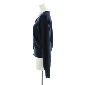 NATURAL BEAUTY BASIC 25AW 2wayカラーニットカーディガン セーター F 紺 ネイビー 長袖 付け襟 パッチポケット /AB