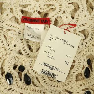 VIVIENNE TAM ニットレース ワンピース ミニ 長袖 ビジュー シースルー 2 アイボリー /MY OS