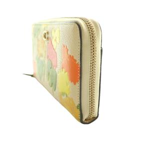 COACH アコーディオン ジップ ウォレット・フローラル プリント 長財布 レザー マルチカラー アイボリー 黄色