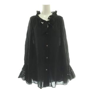24AW カットワークギャザーブラウス シャツ ブラック /CX OS
