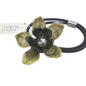 colette malouf ワイヤー 花モチーフ ヘアゴム ゴールド色 黒 ブラック /SR