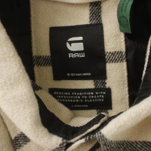 G-Star RAW ボーイフレンド オーバーシャツ ウール混 S ベージュ 黒 ブラック チェック柄 長袖 レギュラーカラー