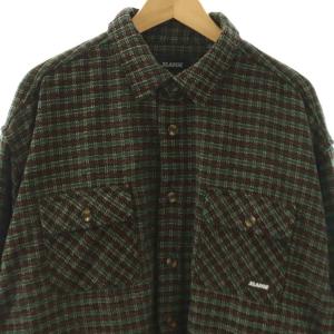 X-LARGE ポリエステルチェック柄L/Sシャツ 長袖 XL グリーン ブラウン /HK OS SH