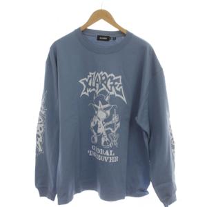 Tシャツ XL 水色 ライトブルー クルーネック 長袖 グラフィックプリント /AG OS SH