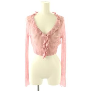 25SS シアーフリルカーディガン ニット 長袖 F ピンク /HK OS SH