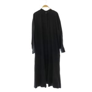 Flare Hem SH ワンピース ロング 長袖 リネン 36 ブラック /DO OS SH
