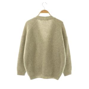 evam eva evameva エバムエバ wool fox aze cardigan カーディガン ニット Vネック 長袖 M ライトグレー /DO