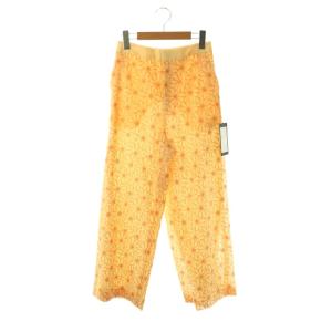 24SS サンフラワーエンブロイダリー ワイドストレートパンツ 花柄 34 イエロー オレンジ /CX